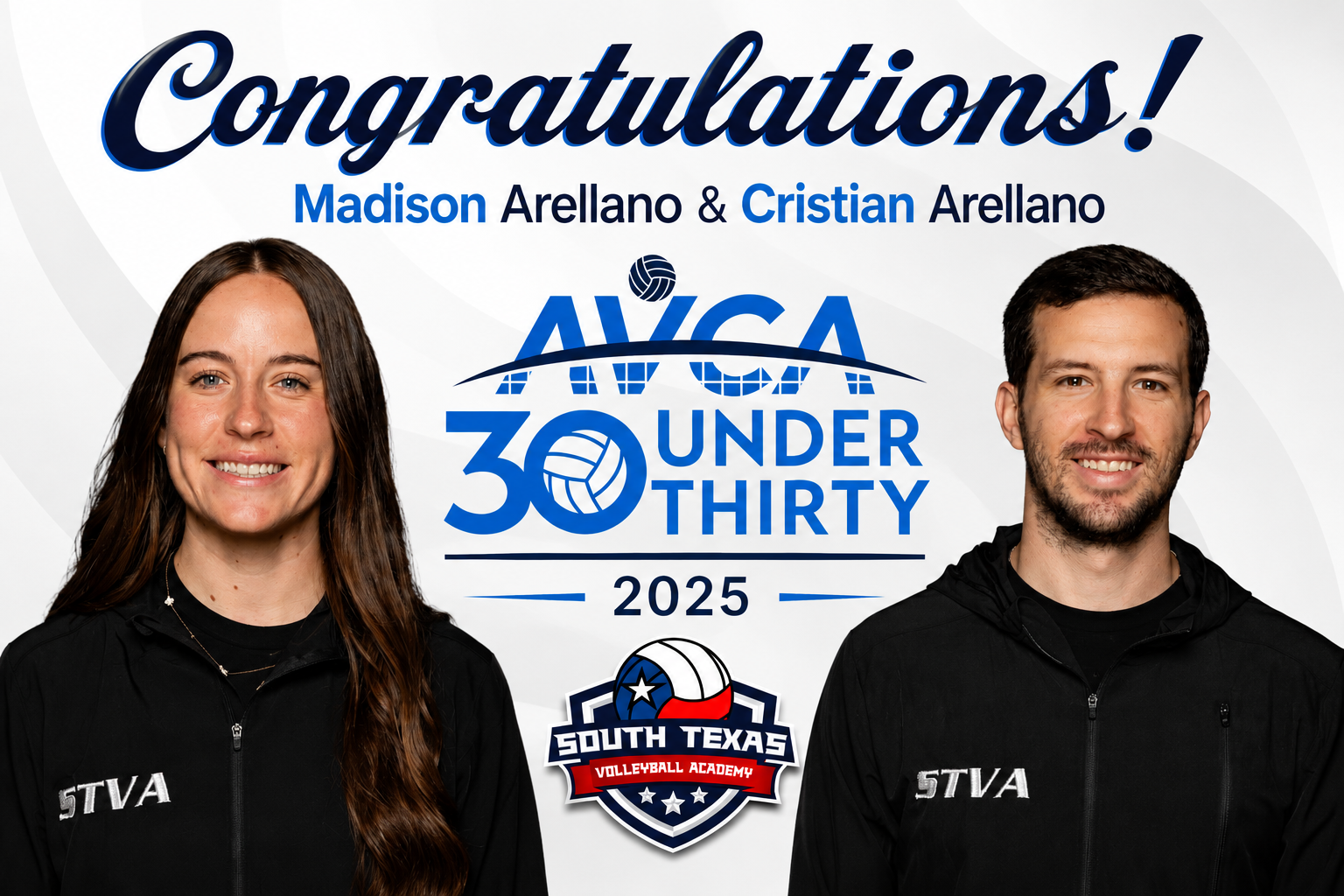 Madison & Cristian Arellano Named AVCA 30 Under 30 Honorees